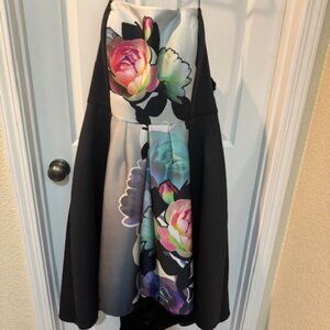 Beautiful City Chic Black Strapless Floral Special Occasion Dress